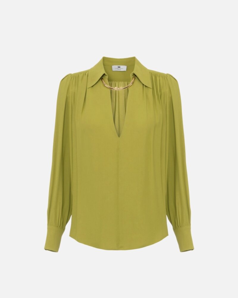 Camicia in georgette con dettaglio gioiello