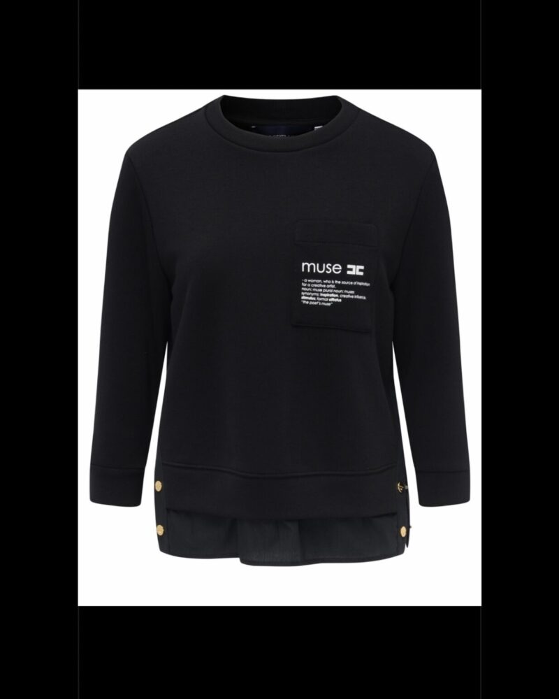 Maglia in felpa con dettagli in popeline