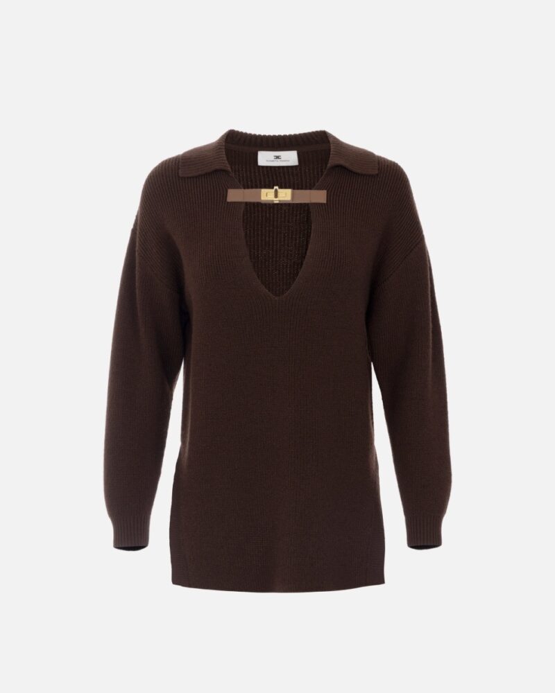 Maglia in misto lana con cinturino gioiello