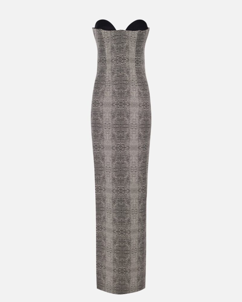 Abito Red Carpet in crepe con stampa pitone