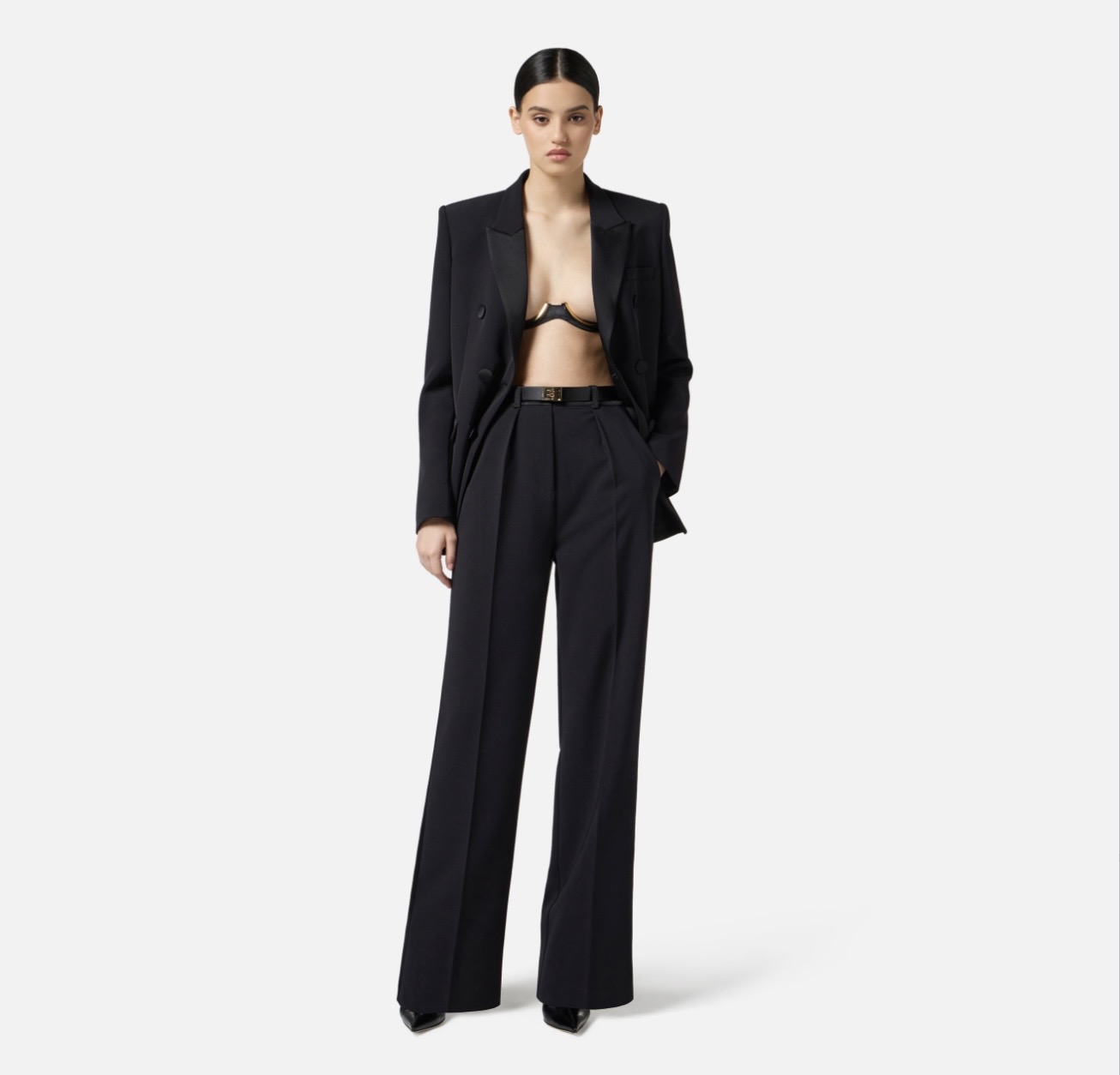 Pantaloni in crepe leggero con dettagli smoking - immagine 2
