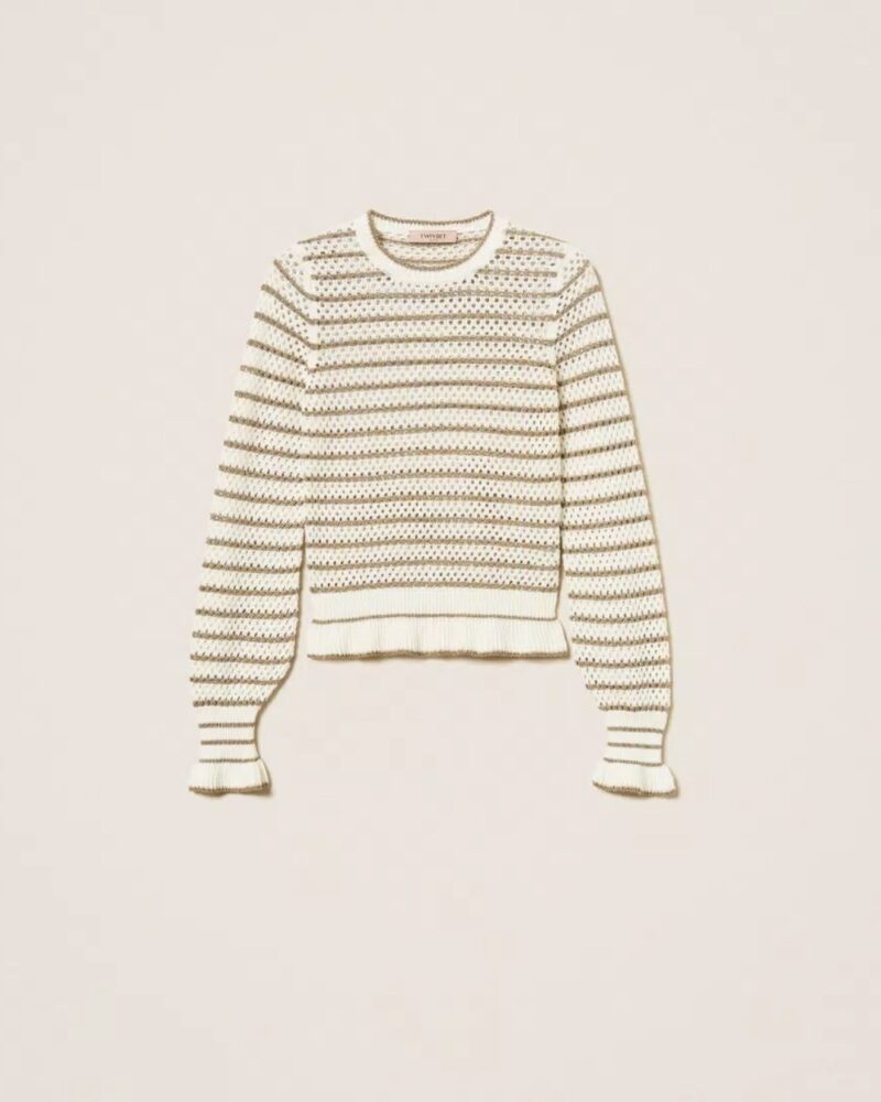 Maglia a rete con righe lurex