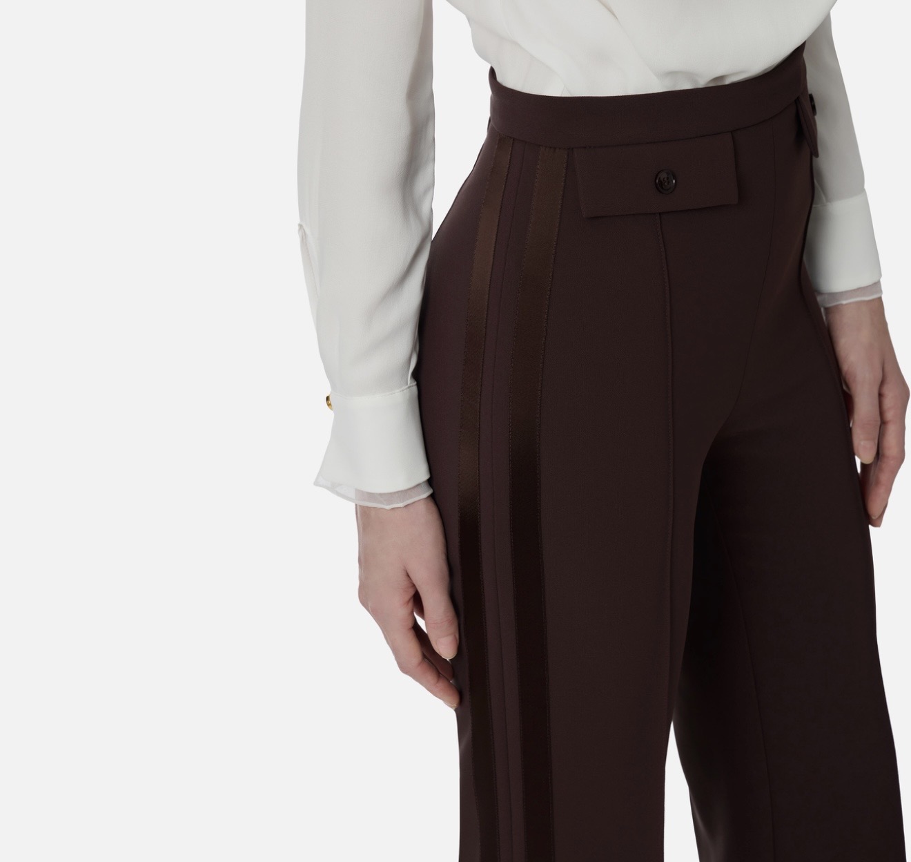 Pantaloni in crepe leggero e raso - immagine 2