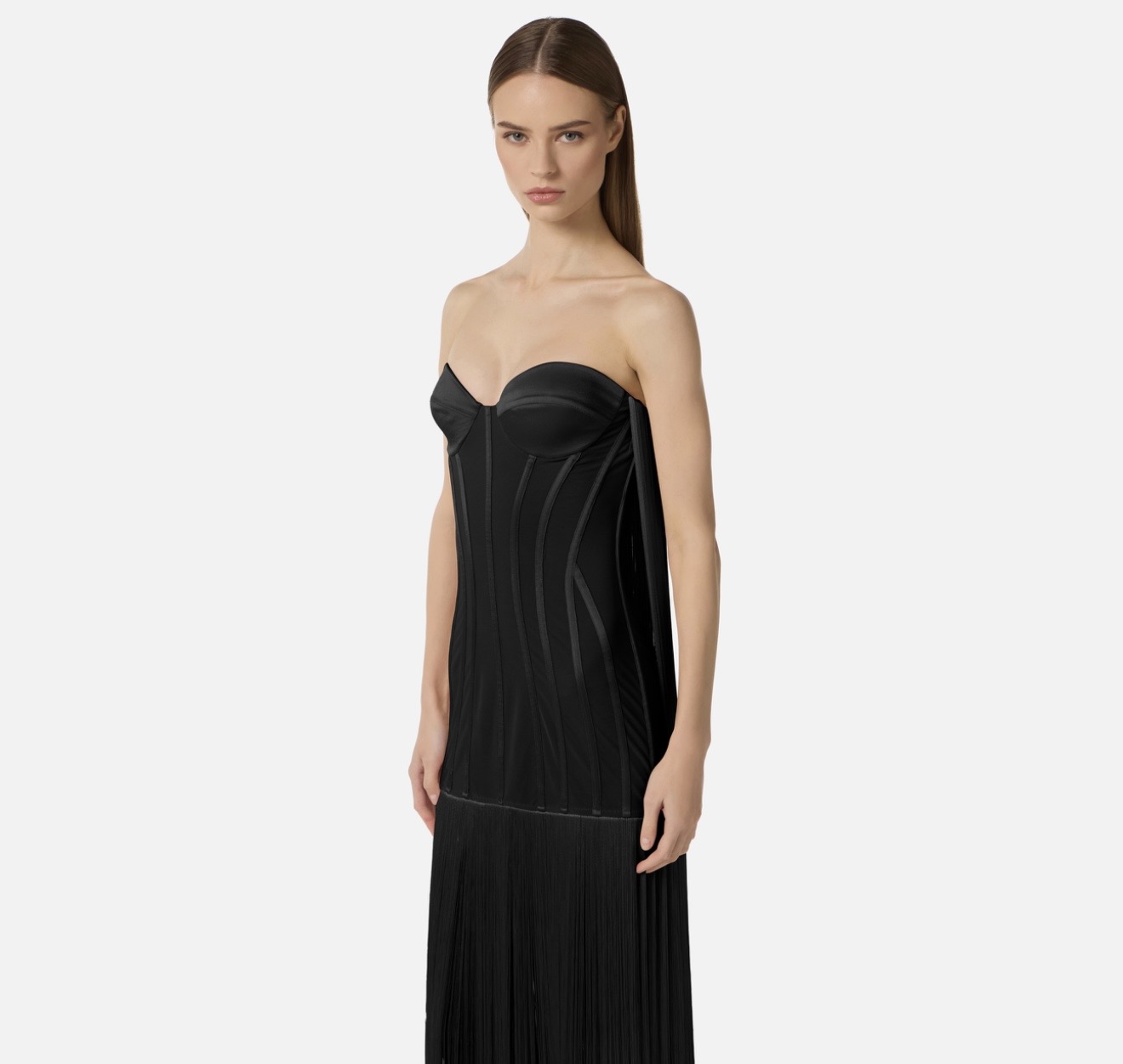 Abito Red Carpet in tulle con frange - immagine 2