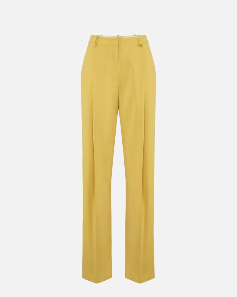 Pantaloni in crepe leggero con logo charm