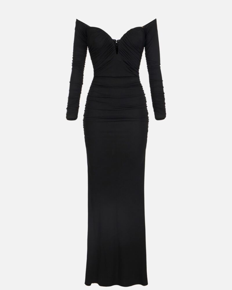 Abito Red Carpet in jersey crepe con drappeggi