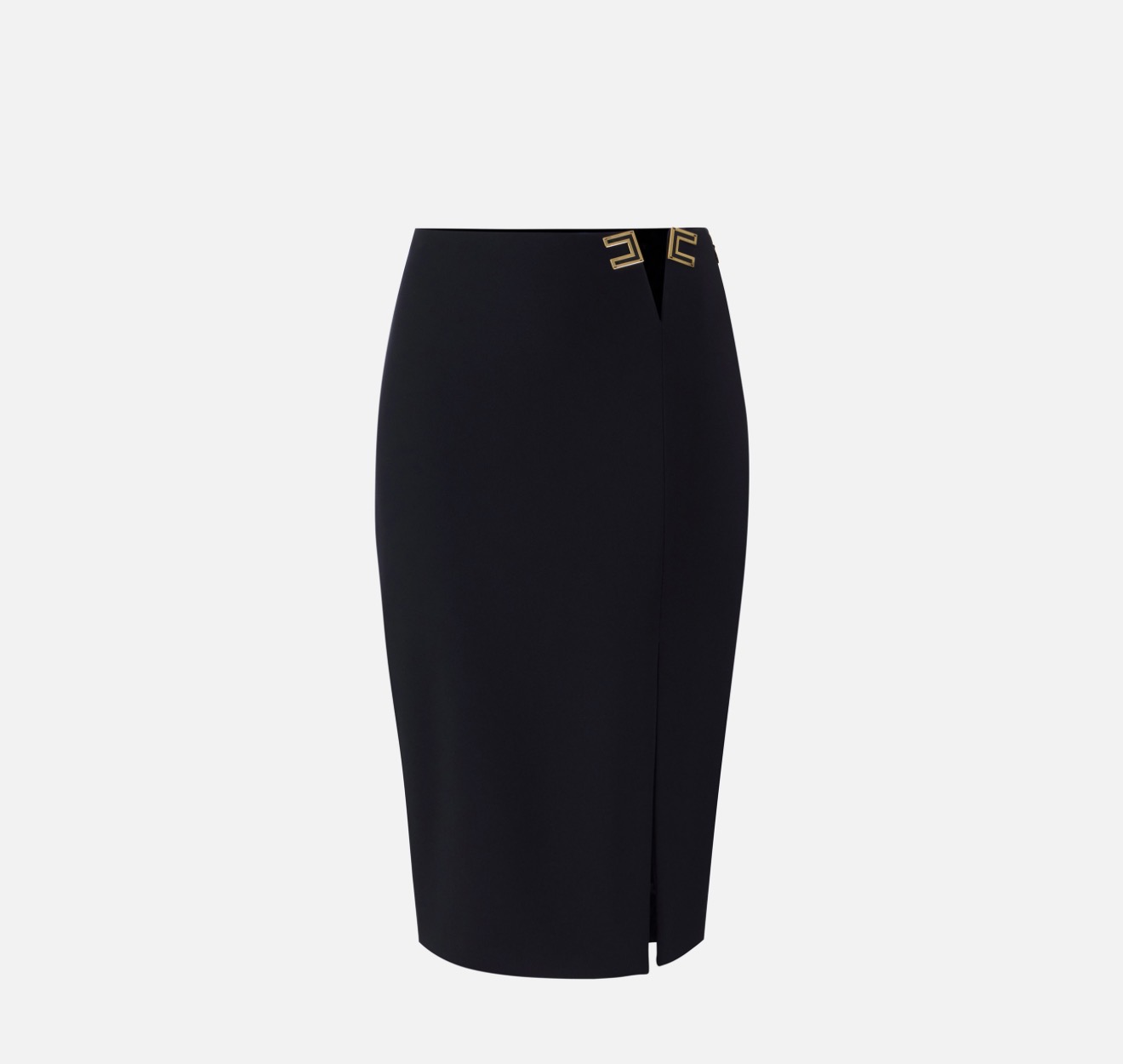 Gonna in doppio crepe stretch con dettagli logo