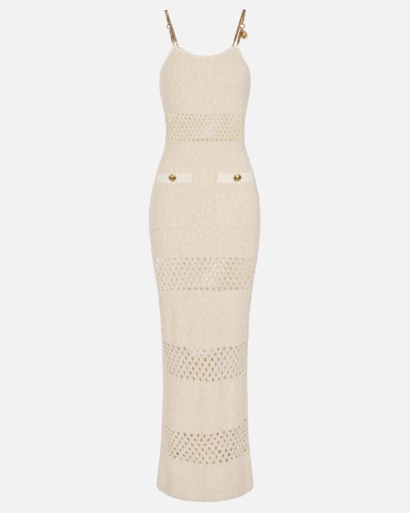 Abito in maglia bouclé con traforature